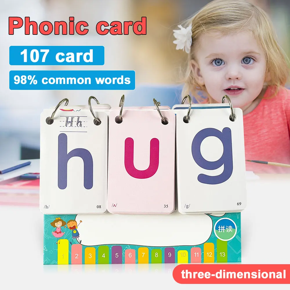 

English Phonics Spelling Desktop Calendar Learning Language Words Flash Cards Education Toys for Children Kids Gifts Montessori