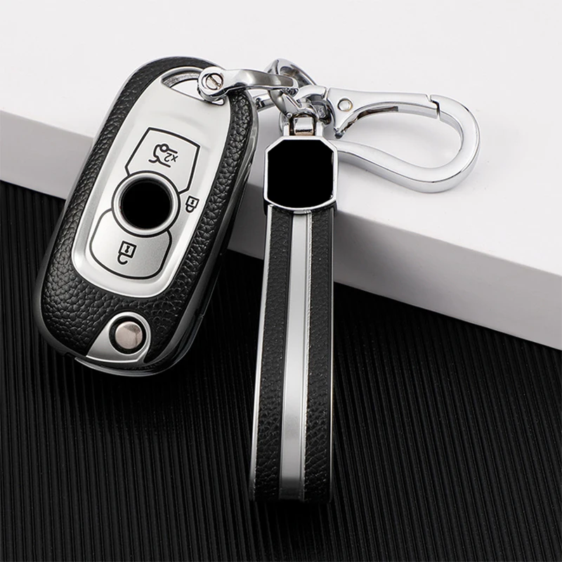 

2 Button New TPU+Leather Car Key Case Cover For Buick VERANO ENCORE GX GL6 2018 - 2020 For Opel Vauxhall Astra K Corsa E Key Bag