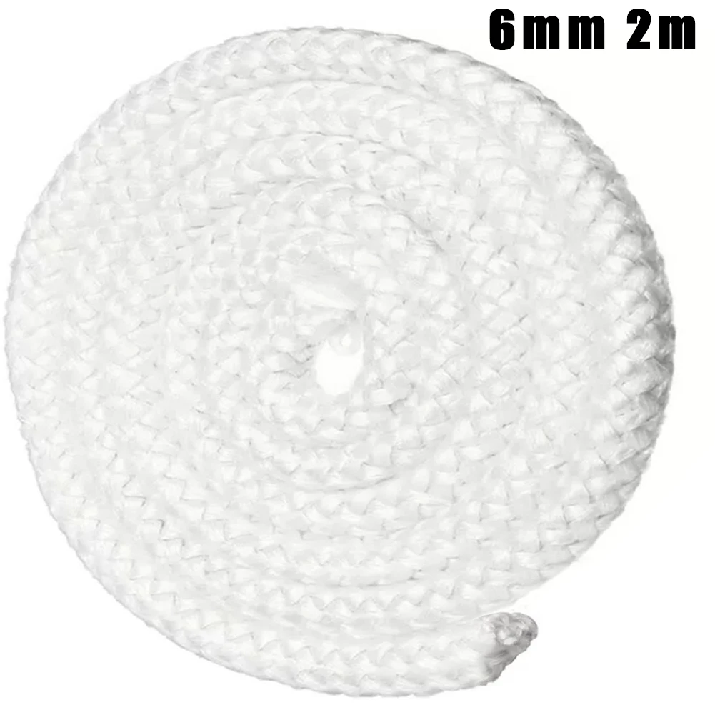 6/8/10/12mm White Gasket Cord Stove Door Fireplace Cord 2m Fiberglass High Temperature Woodburner Sealing Rope Replacement