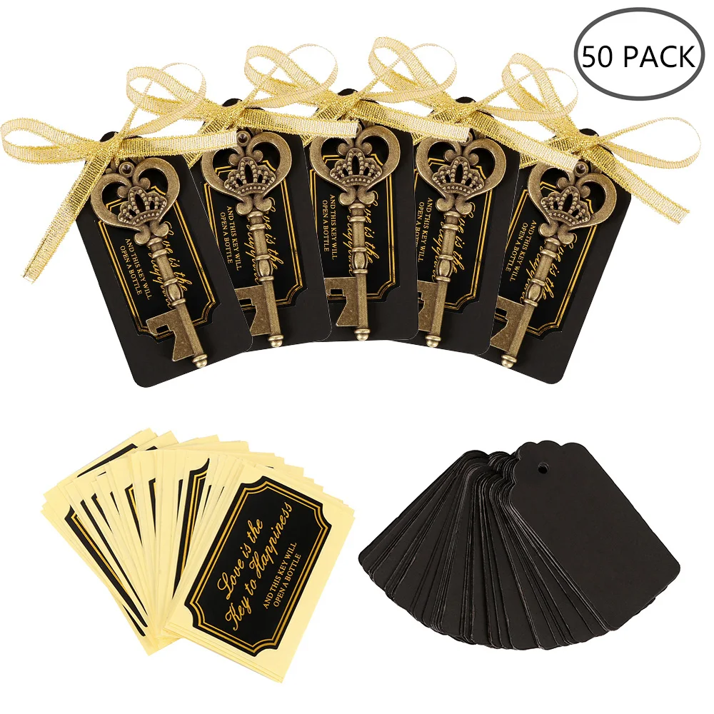 

50pcs/36pcs Key Bottle Opener with Tags Bridal Wedding Favors Keychain Wine Beer Opener Party Favors Wedding Decor Guests Gifts