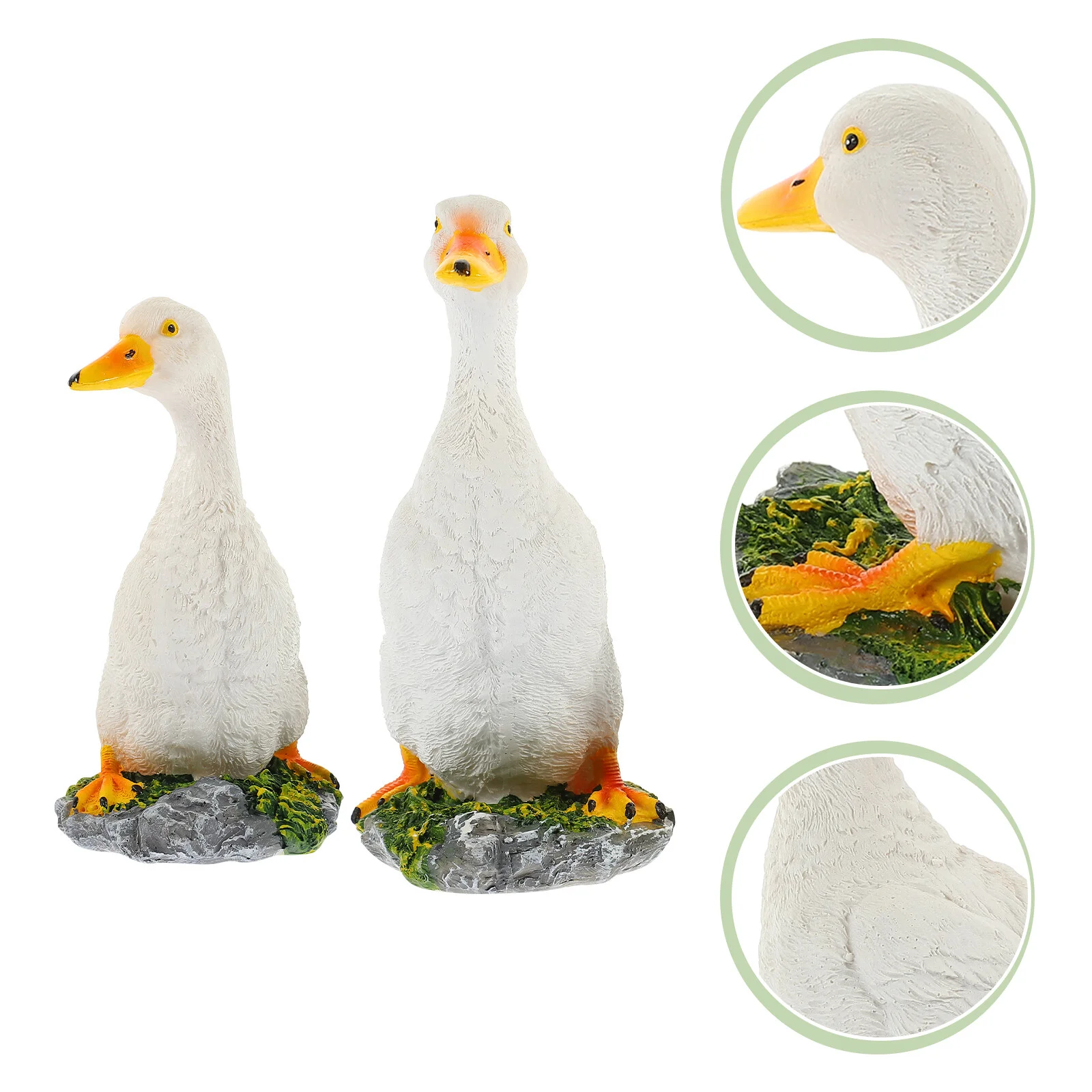 

2 Pcs Ducks For Carss Convenient Fake Duck Figurine Garden Accessories Modeling Ornament Resin Simulation