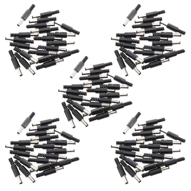 

100 Pcs Black 2.5Mm X 5.5Mm DC Power Male Plug Jack Adapter