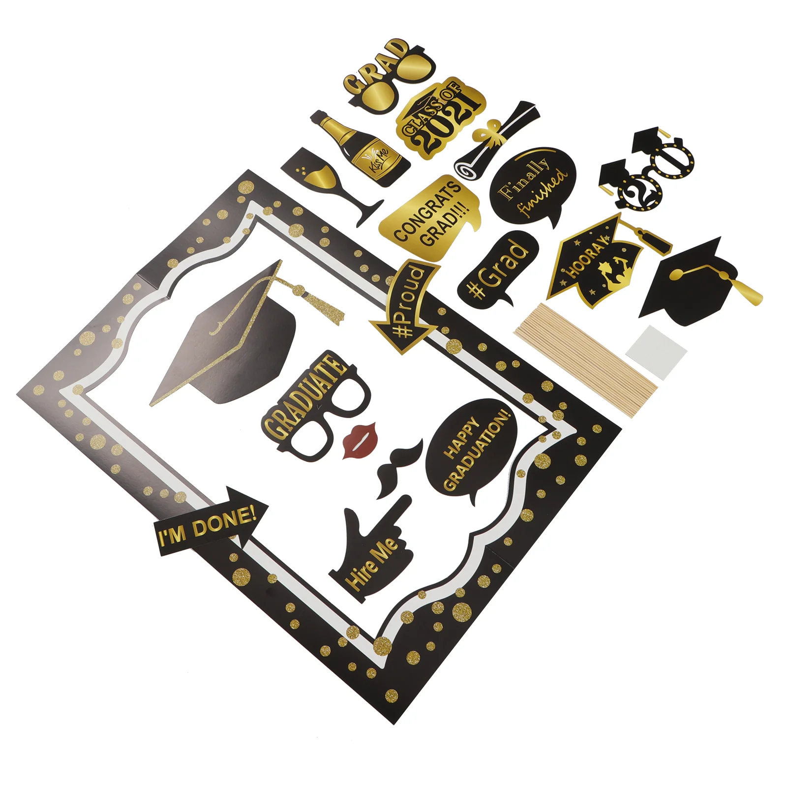 

19pcs Party Photo Frame Graduation Paper Photo Props Photography Accessories