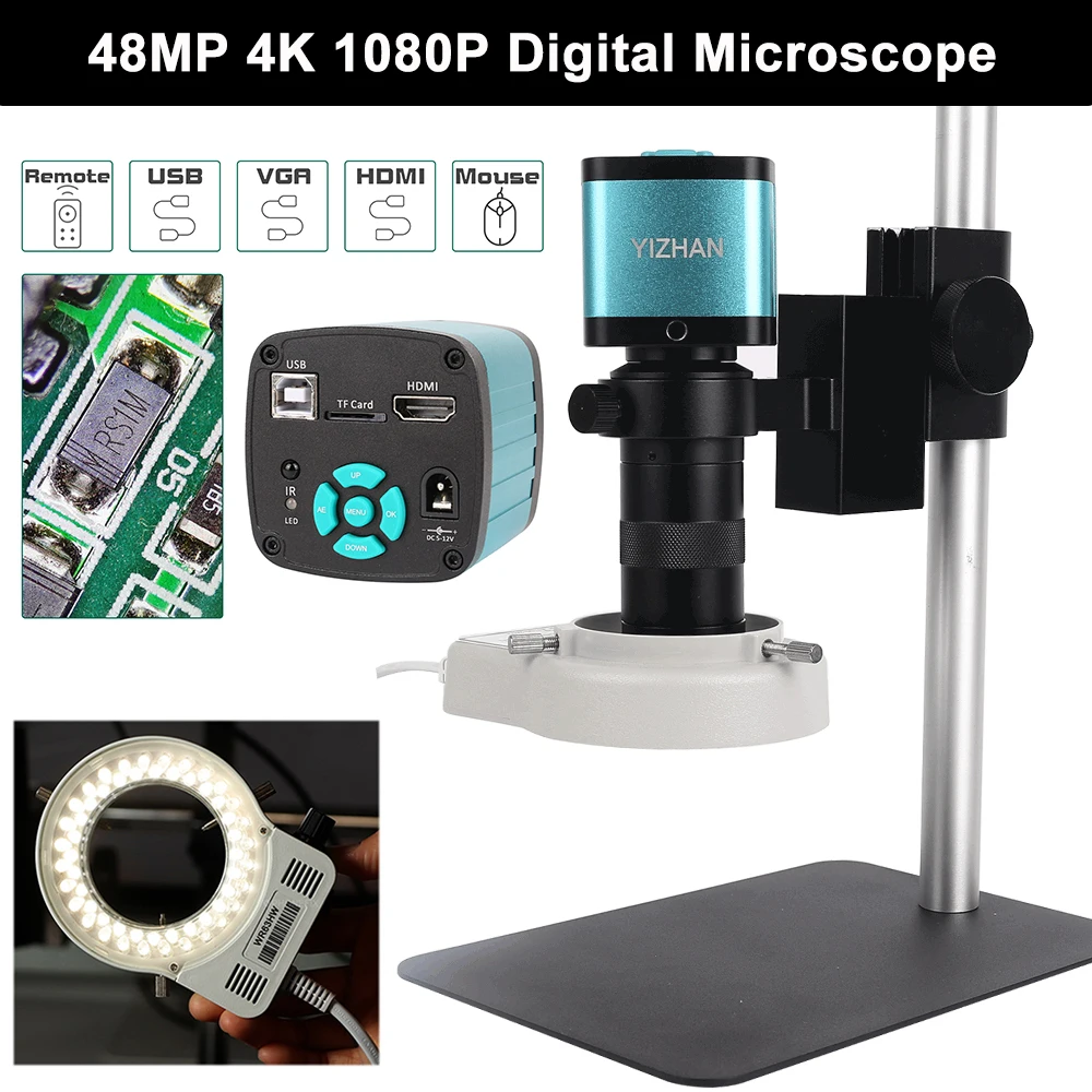 Цифровой микроскоп Yizhan HDMI VGA USB HD 1080P камера для ремонта электроники 130X C-образное крепление зум стеклянный объектив