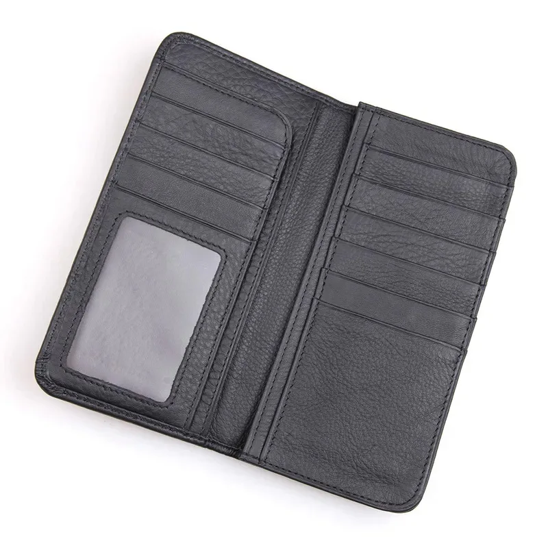 New Wallets Men's Coin Purses Business Casual Long Clutches Ultra Thin Cow Leather Money Clip Male Card Holder Bag High Capacity