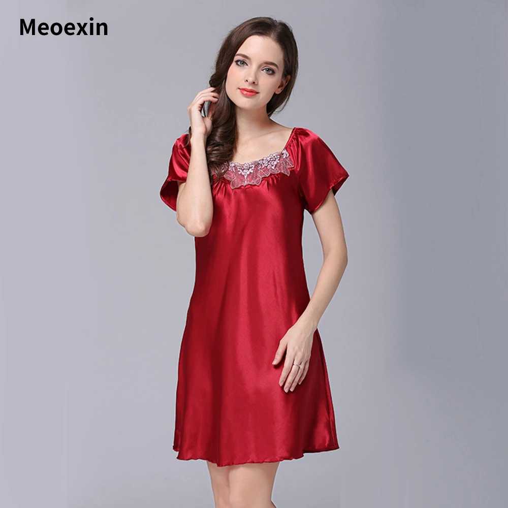 

Summer Pajamas Women Sexy Nightdress Sleepwear Home Dress Comfort Nightgowns Summer Exquisite Lace Nightwear Short Nightgowns