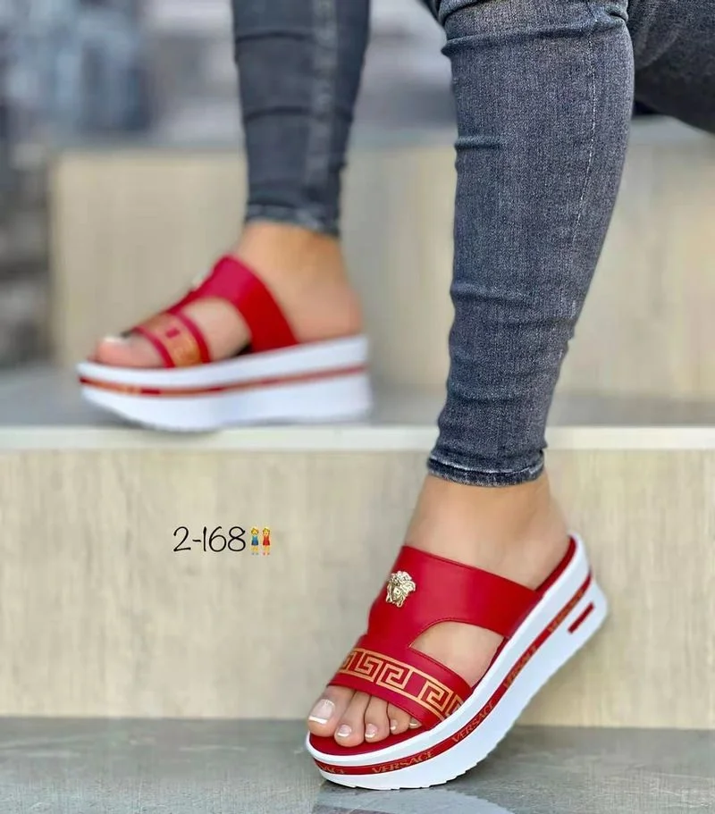 

New Women Wedges Sandals Summer Casual Slip on Platform Flip Flops Ladies Sandals Peep Toe Sandals Beach Sandal Large Size 36~43