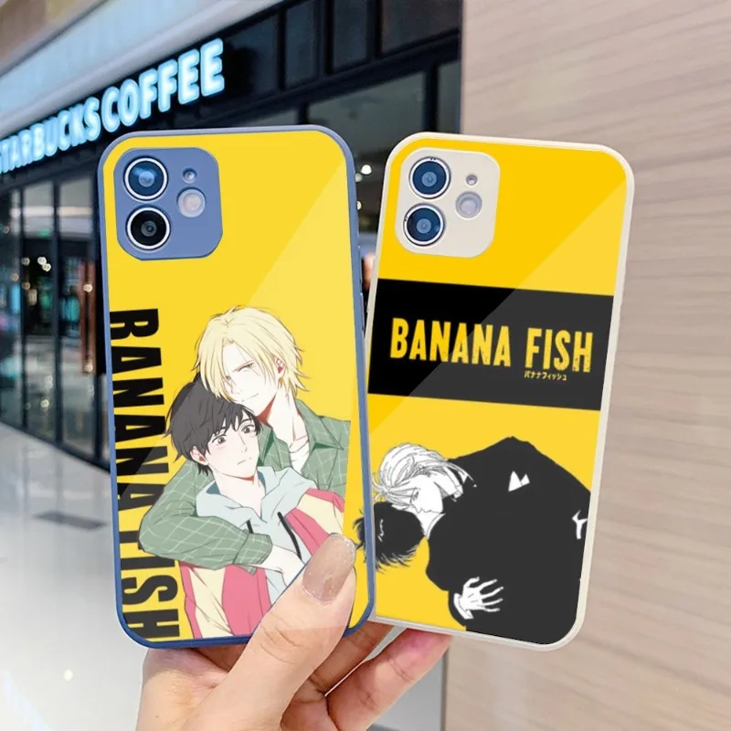 

Чехол для телефона с банановыми рыбками для IPhone 14 13 12 11 Pro Max X XR XS 8 7 Plus, цветной чехол из жидкого стекла