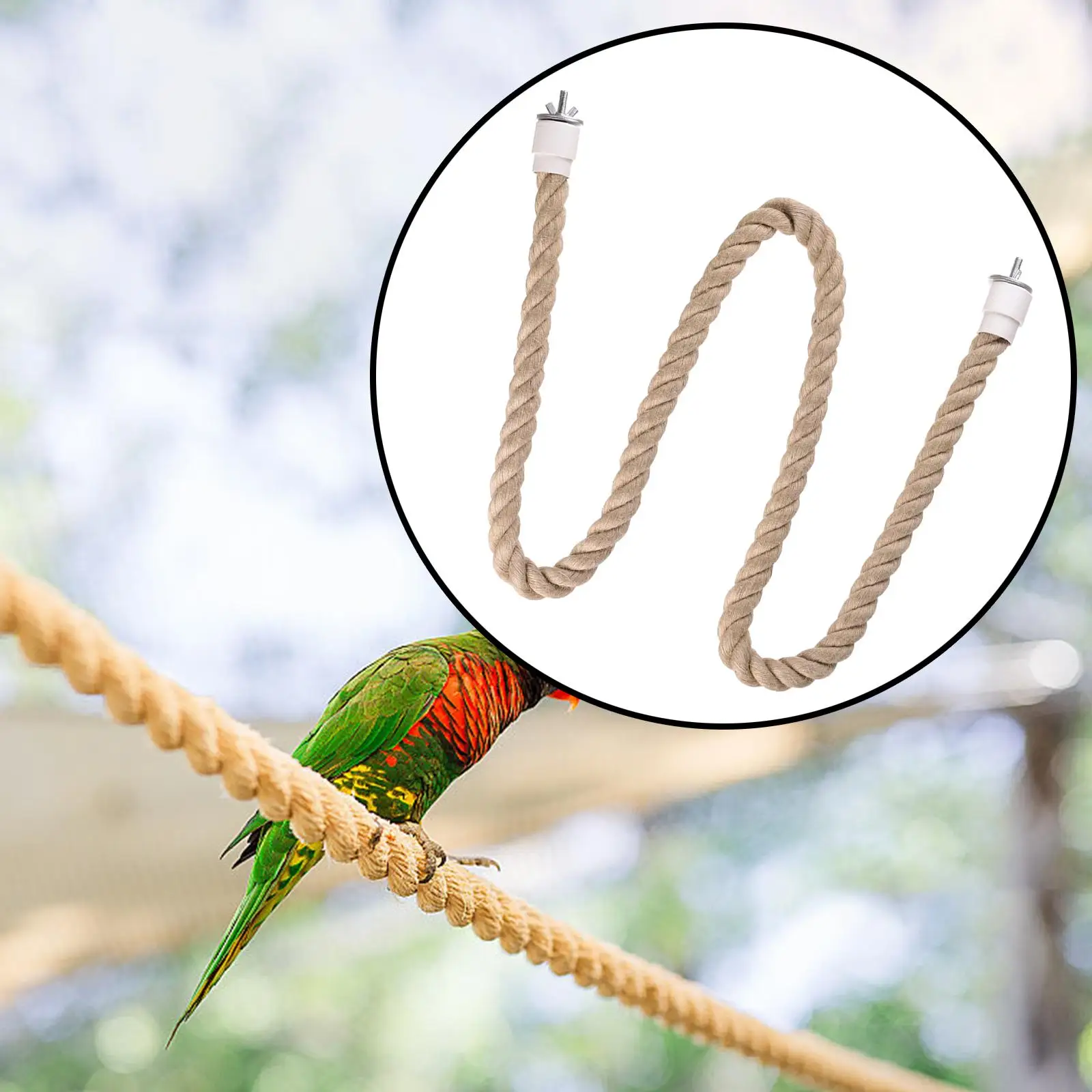 Parrot Rope Parrot Cage Toy Bird Perch Stand Bird Parrot Chewing Toy for Parakeet Conures Cockatiels Budgie Primary Color