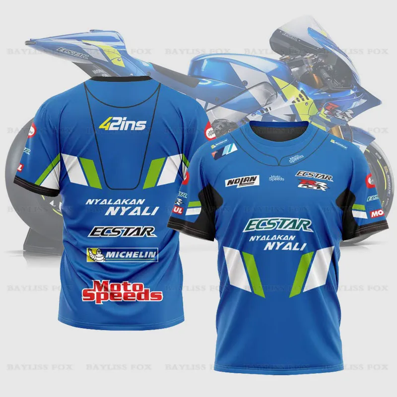 

For Suzuki RR GSX Team Racing Moto Men's T-Shirt Motorcycle Riding Blue Summer Breathable Quick Dry Do Not Fade Jerseys