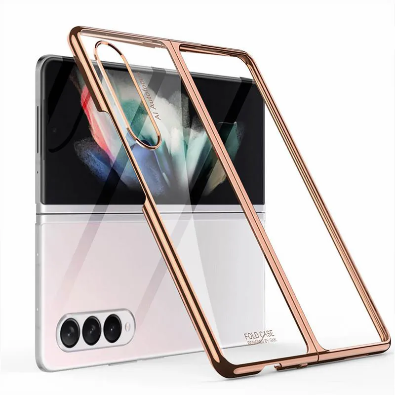 

Прозрачный Акриловый чехол для Samsung Galaxy Z Fold 3, флип-чехол, роскошный корпус с покрытием, полная защита, жесткий бампер, ударопрочный корпус D3