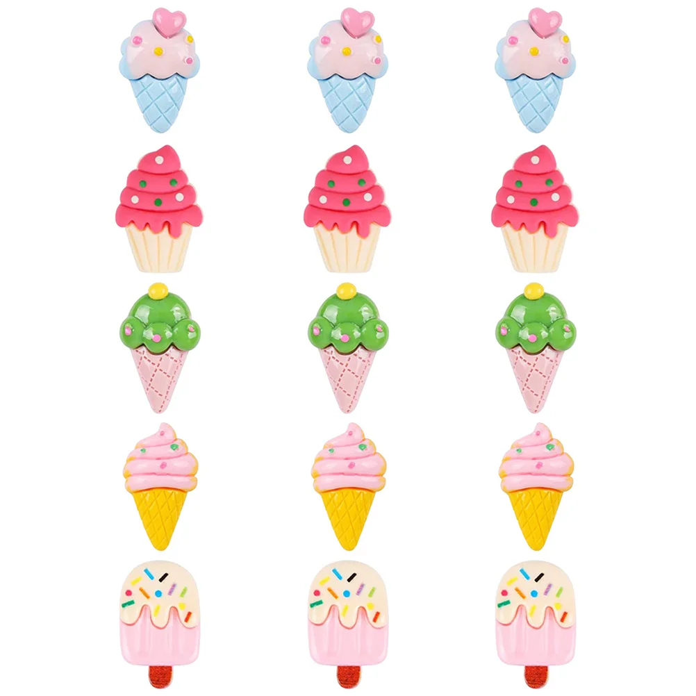 

15 Pcs Ice Cream Pin Daily Use Thumbtacks Photo Small Pushpins Convenient Shape Resin Miss Office accessories for desk