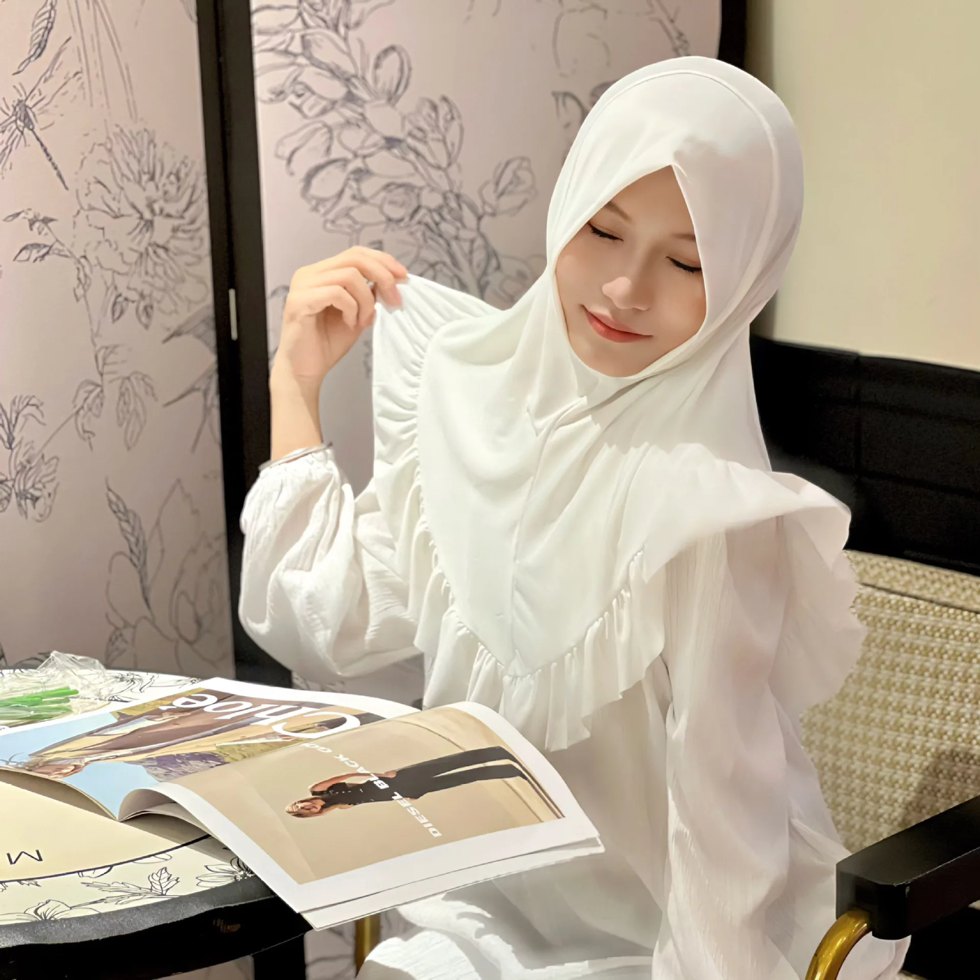 Новый мусульманский женский хиджаб с оборками Амира цельный молитвенный платок