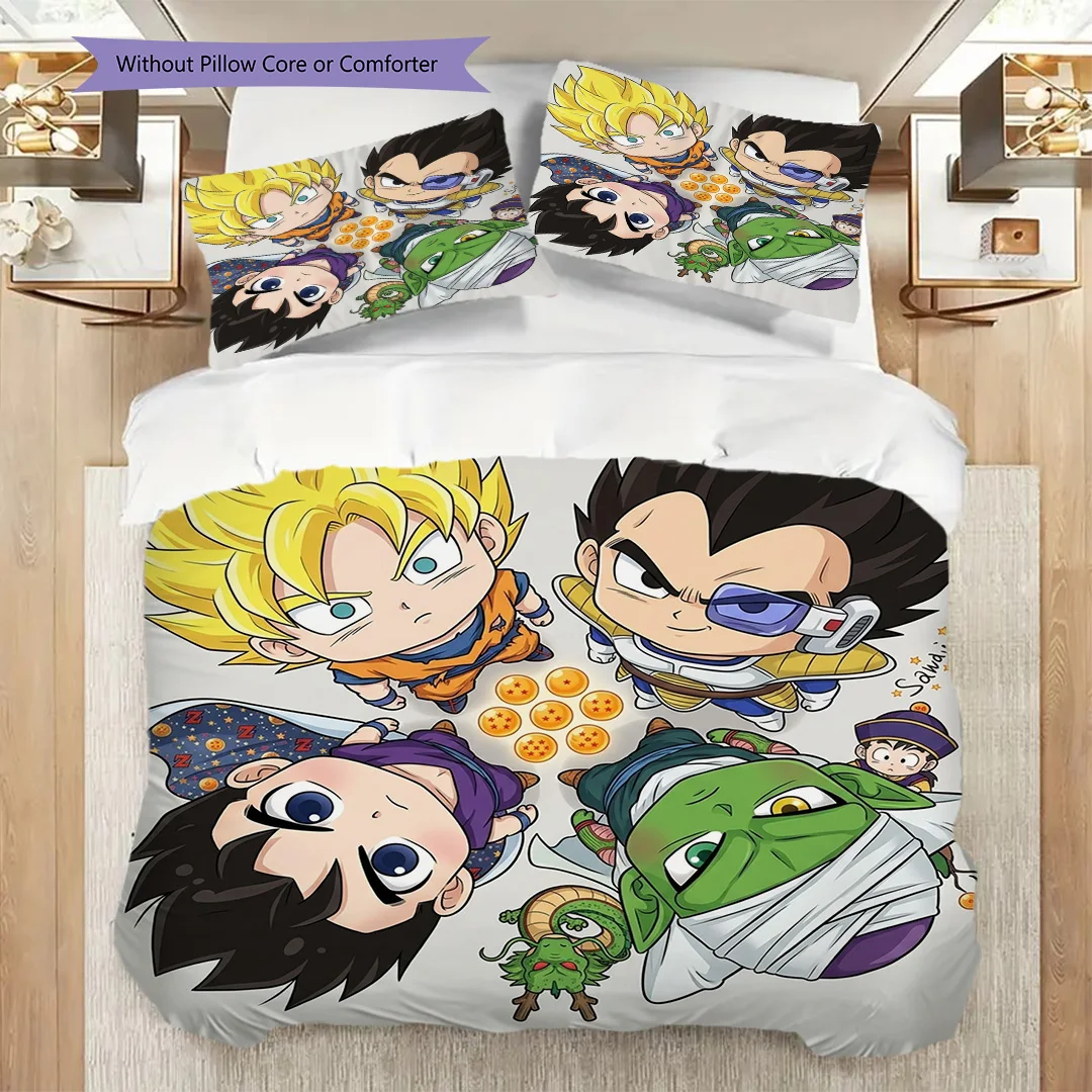 Фото Комплект постельного белья с принтом и наволочками с дизайном Dragon Ball для спальни - kwq327 №3