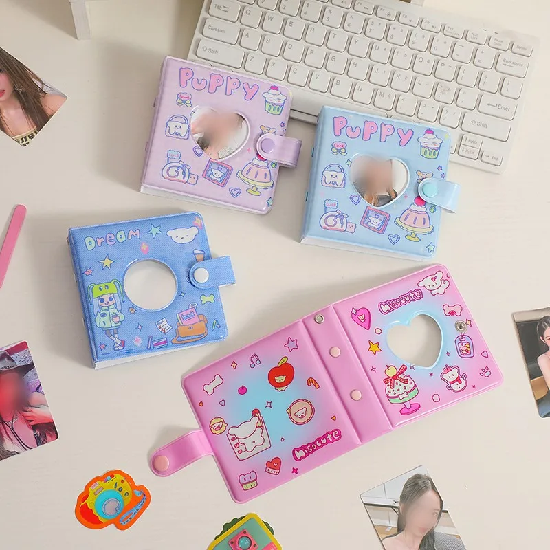 

Binder Kpop Photocards Holder Cartoon Heart Hollow Photo Album With Buckle Storage Collect Book Binder School Stationery
