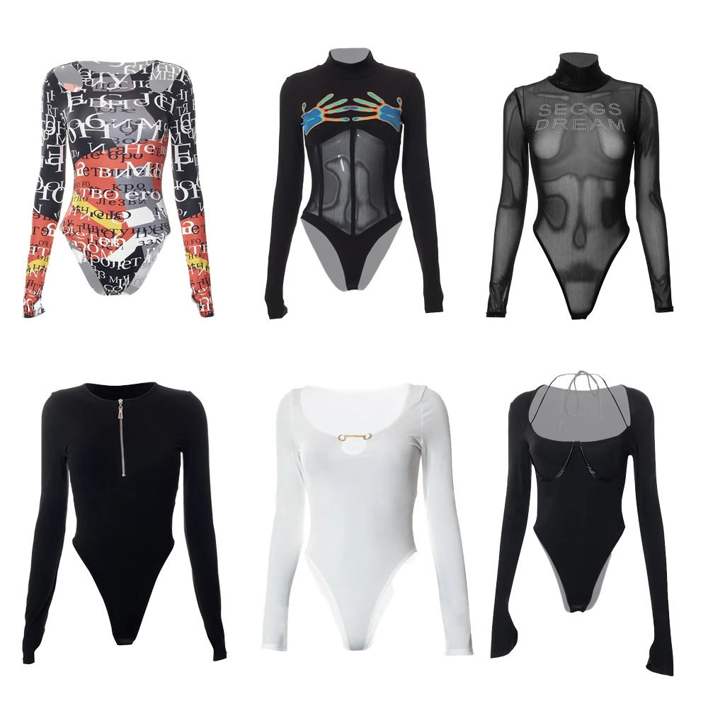 

Женское боди с длинным рукавом и круглым вырезом, в готическом стиле