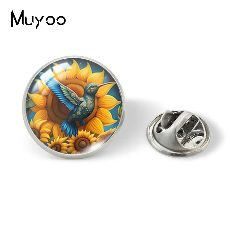 Новое поступление 2024 модная красочная синяя колибри птица с цветами стеклянный