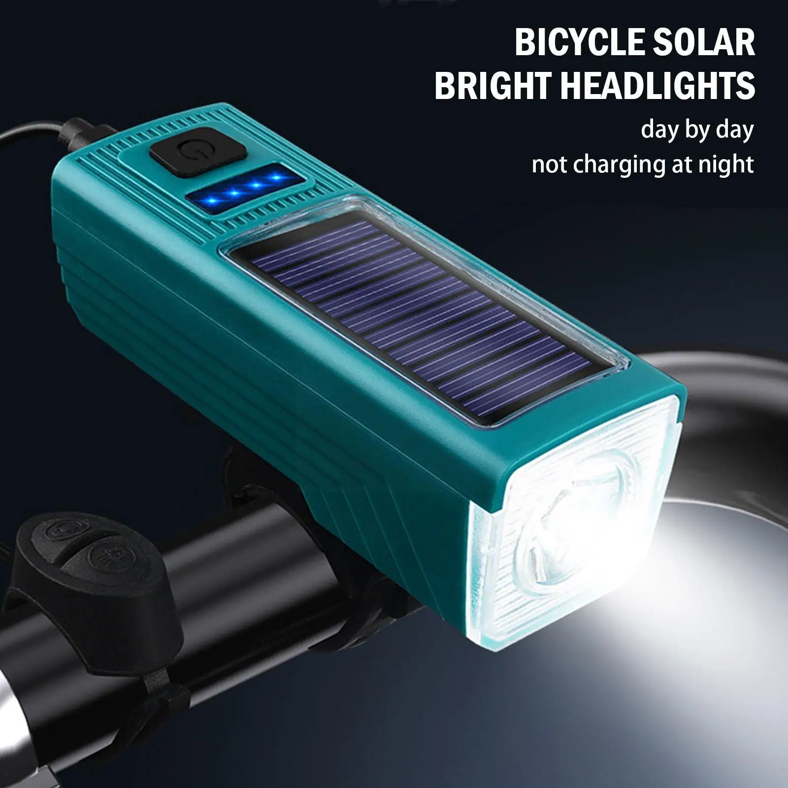 

Bicycle Front Light Bicycle Lantern With Horn Solar LED USB Charging 3 Modes Bike Flashlight MTB Bike Lamp for Cycling Head L0O8