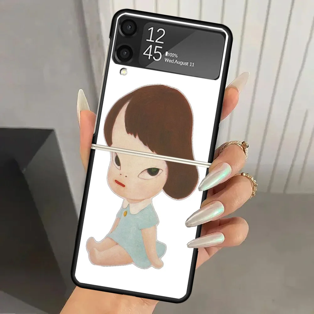 Фото Жесткий чехол для телефона Y-Yoshitomo Nara из поликарбоната для Samsung Galaxy Z Flip 7 6 5 4 3, черный, с принтом, для ZFlip7 ZFlip6 Flip5 Flip4 Flip3 5G №3