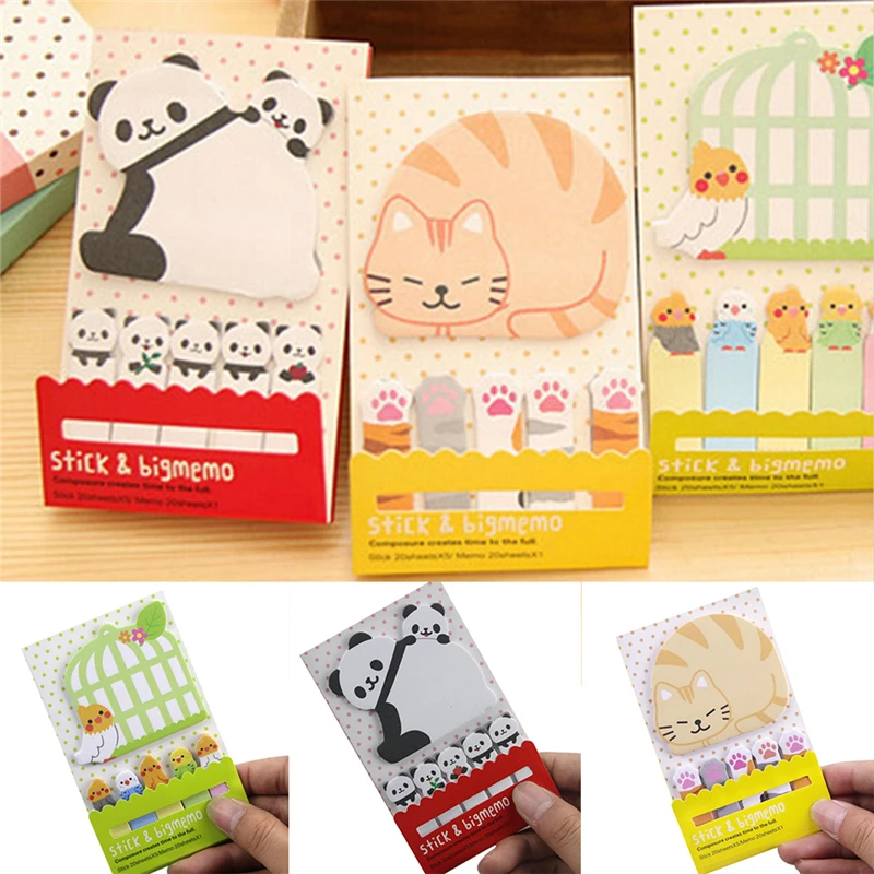 

Memo Pad School Supplies Planner Stickers Paper Bookmarks Korean Stationery Animal Cat Panda Cute Kawaii Sticky Notes memo