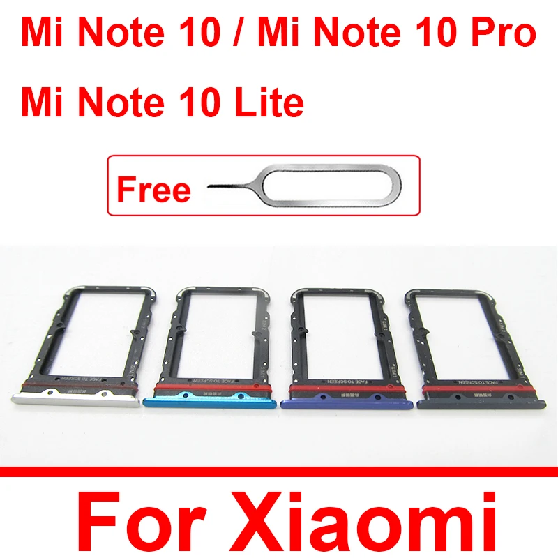 Фото Держатель лотка для SIM-карты для Xiaomi Mi Note 10 Note 10 Pro Mi Note 10 Lite, слот для SIM-карты, адаптер для чтения, запасные части со штифтом №1