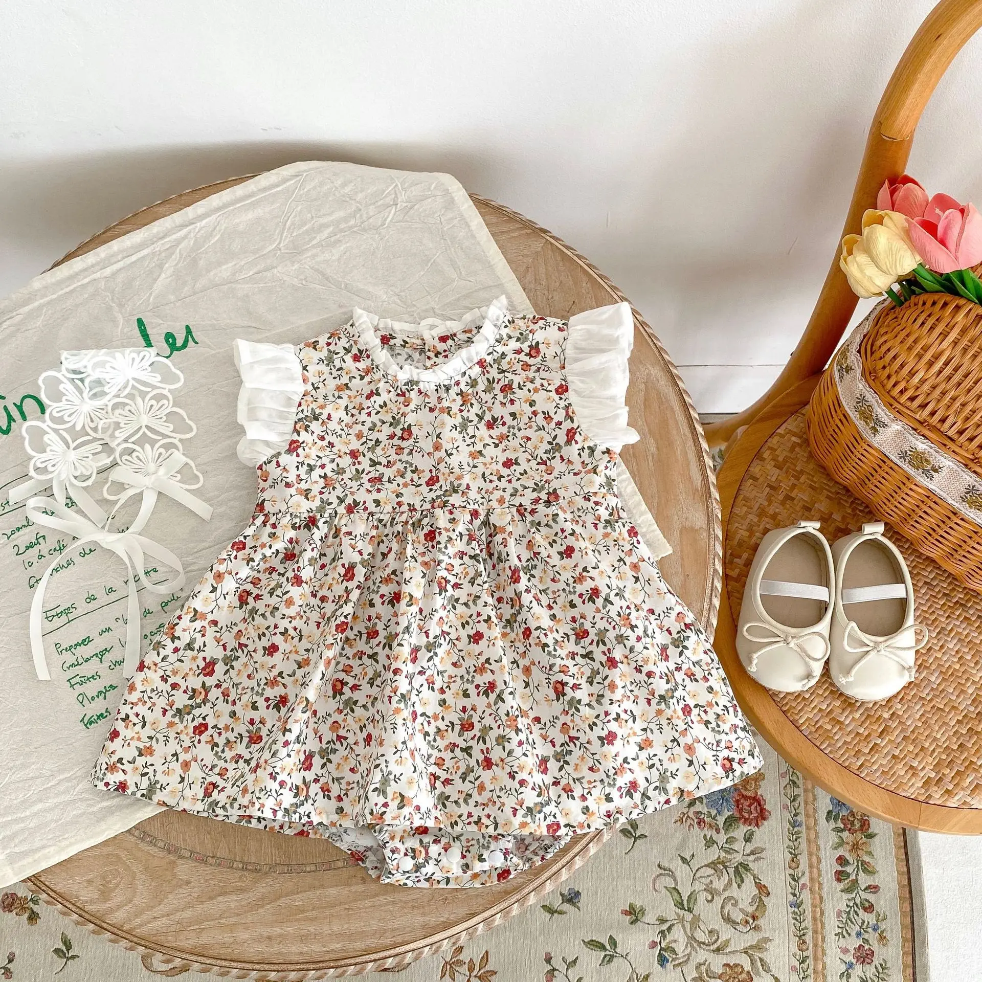 

Fashion Baby Girls Floral Bodysuits Clothes Casual Sleeveless Newborn Infant Cotton Onesie Body Tops 0-18m Toddler Kids Outfits