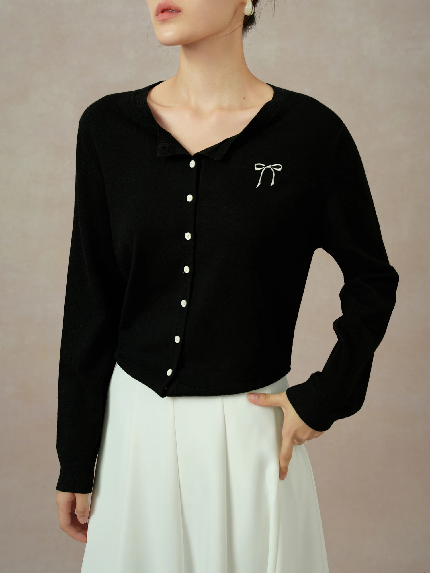 Женский однобортный Кардиган с круглым вырезом 2 цвета