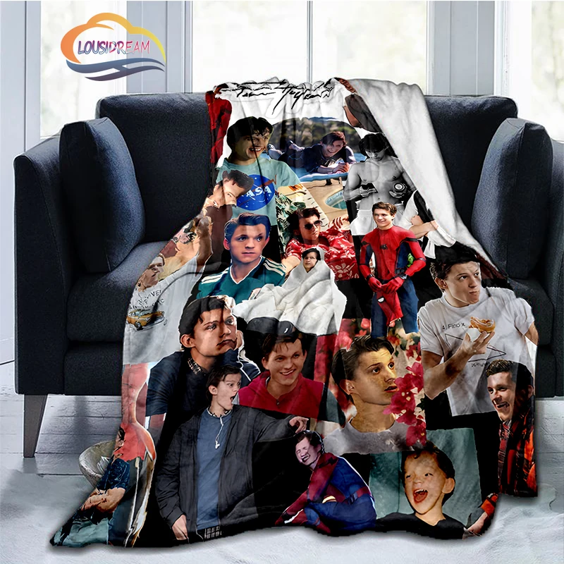 

Fashion Tom Holland PIC、COLLAGE Wool Blanket Jindian Film Character Cashmere Blanket Portable Flannel Warm Camping Blanket