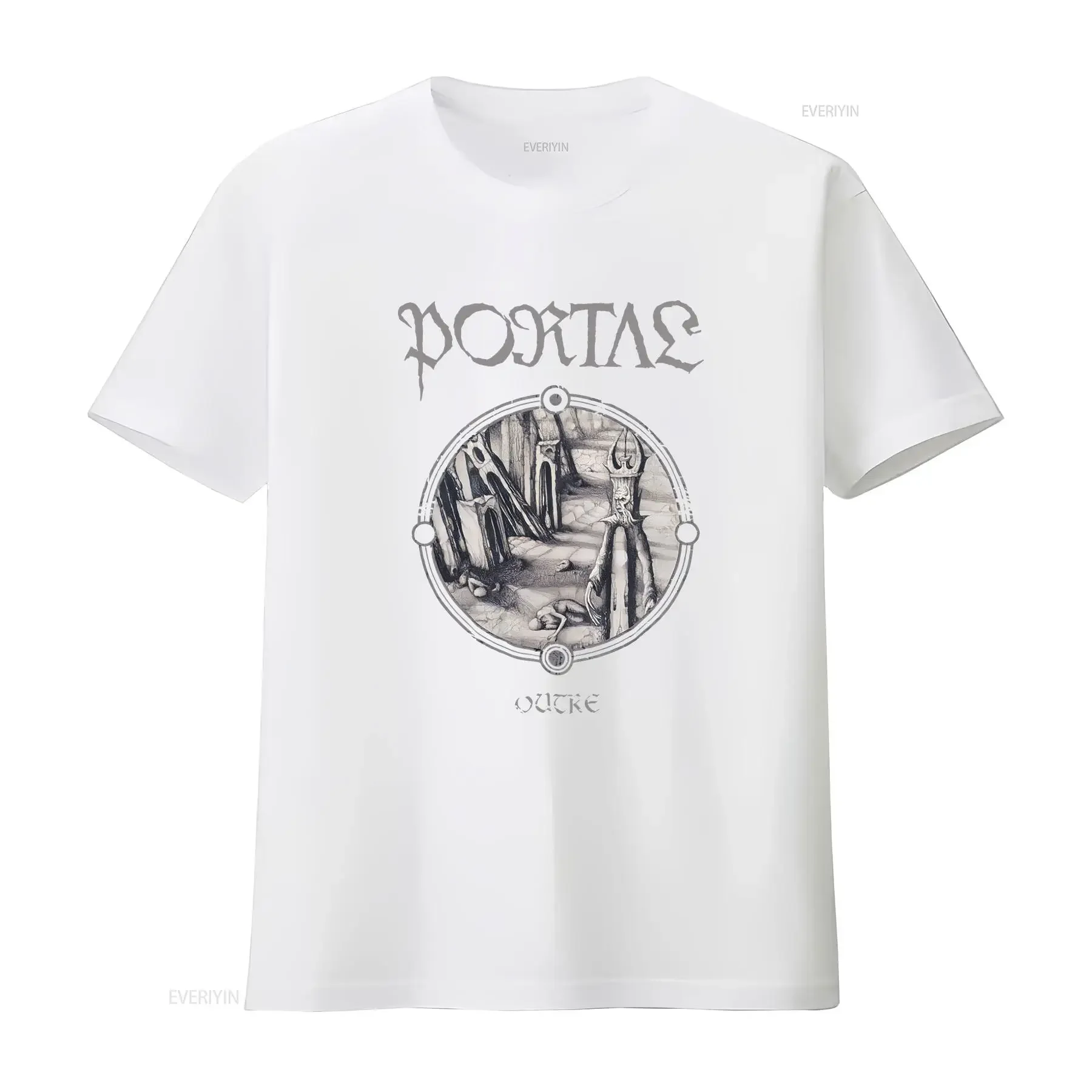 Фото Футболка Portal Band Outre Era Tour, винтажная, в стиле дэт-метал, среднего размера, с эффектом потертости, стильная, эластичная, дизайнерская одежда унисекс для мужчин №4