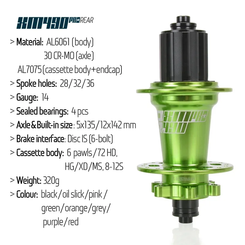 Фото Koozer XM490pro задний куб MS 28 32 36 Отверстия MTB, шумный куб, велосипедная ступица 5x135 10x135 QR 12x142 THRU 12 Скоростей, осевой велосипед CRMO, запчасти №2