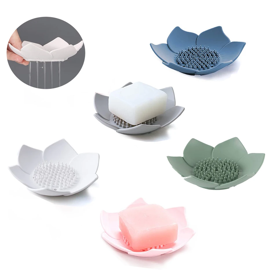 

Silicone Soap Dishes with Draining Bathroom Bar Soap Holder for Shower Flower Shape Soap Saver for Bathtub Extend Soap Life