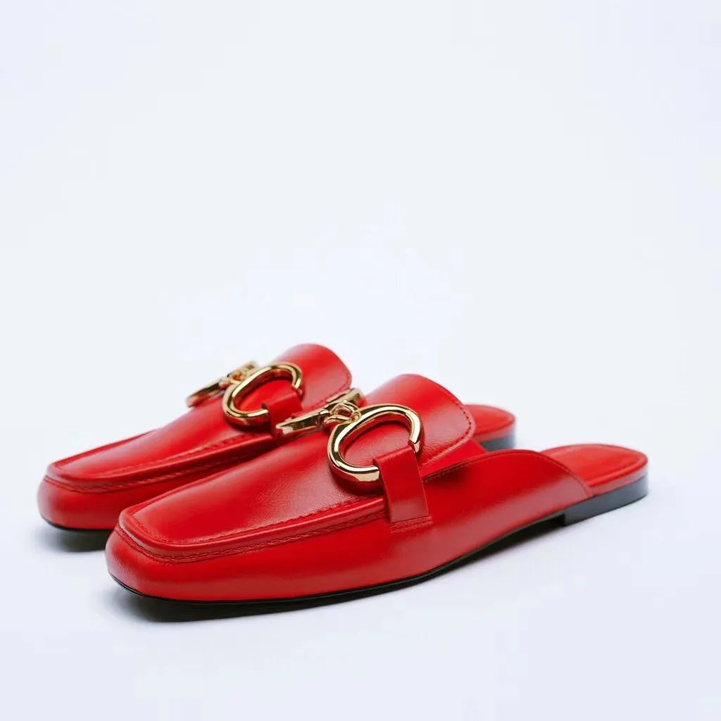 Туфли женские без каблука с бахромой пикантные тапочки закрытый носок сабо из