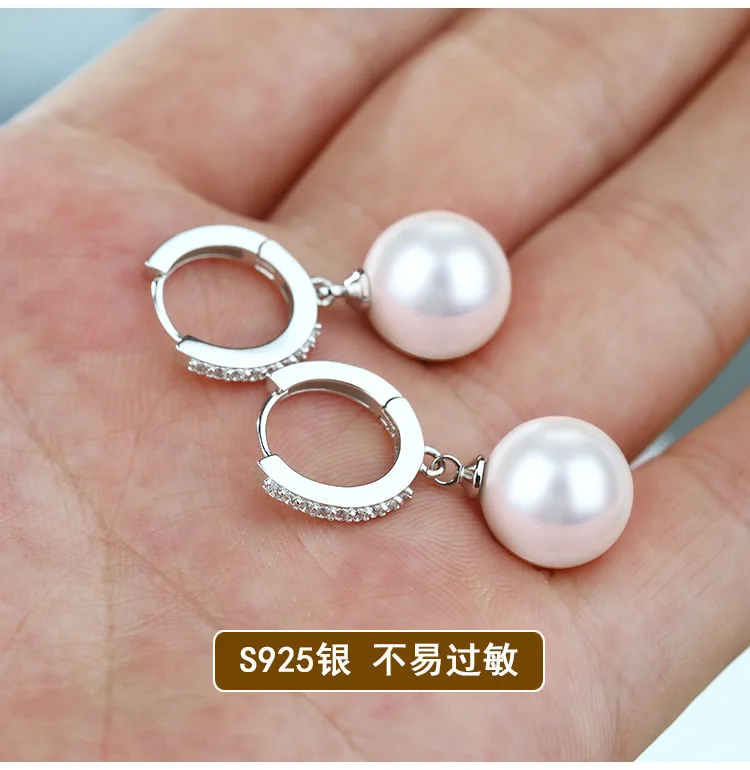 Женские серьги-подвески из серебра 925 пробы с искусственным жемчугом