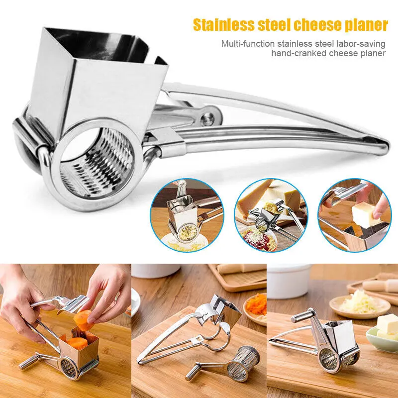 Rotary Cheese Grater Shredder Butter Cutter Cheese Chocolates Shredder Slicer Garlic Cutter Grinder Kitchen tool Stainless Steel