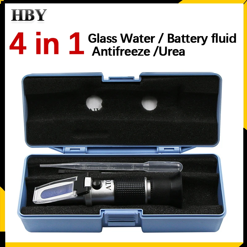4 in 1 Automotive Refractometer Antifreeze Car Urea Fluid Tester Antifreeze Battery Fluid Refractometro Electrolyte Measurement