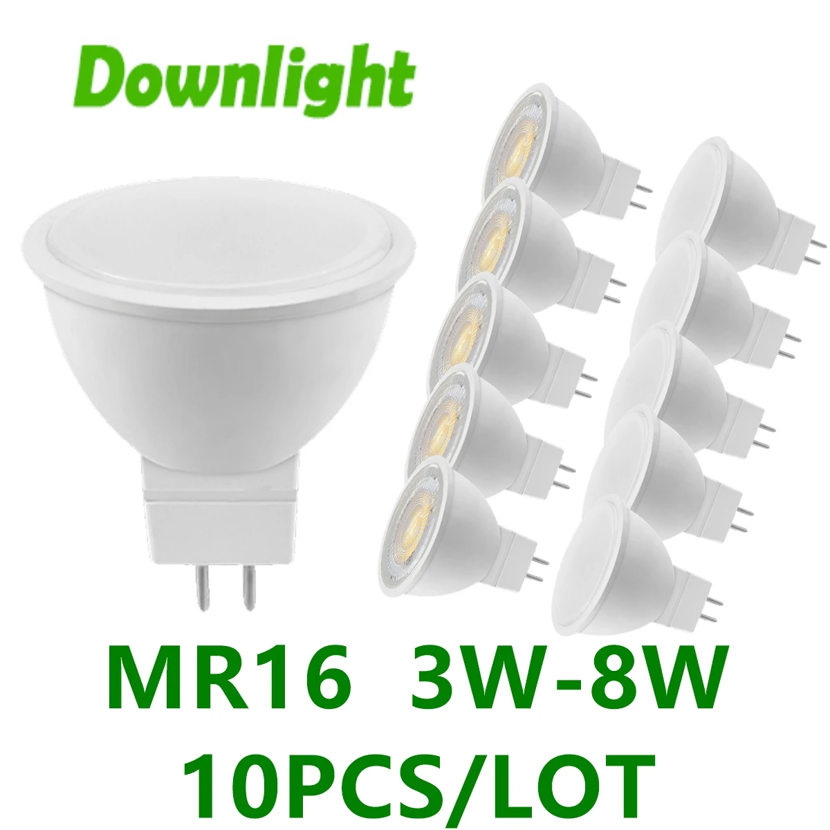 10PCS LED spotlight in-line GU5.3 Full voltage AC/DC12V/AC110V/AC220V MR16 No flicker warm white light 3W-8W suitable for study