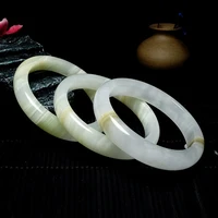 natural chinese white jade hand carved wide band bracelet fashion boutique jewelry men and women wrapped silky jade bracelet