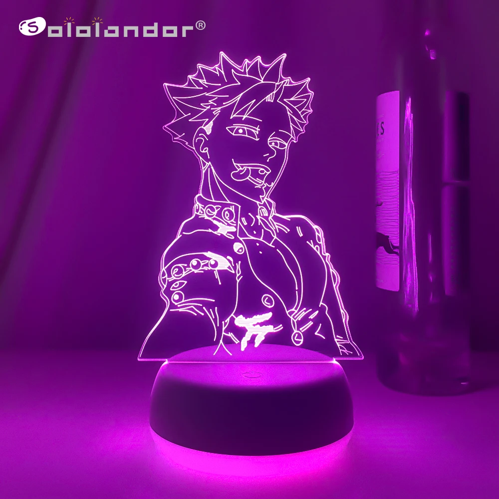 

Newest 3D Night Light Lamp Manga The Seven Deadly Sins Gadget for Home Room Decorative Light Meliodas Figure Kid Table Lamp Gift
