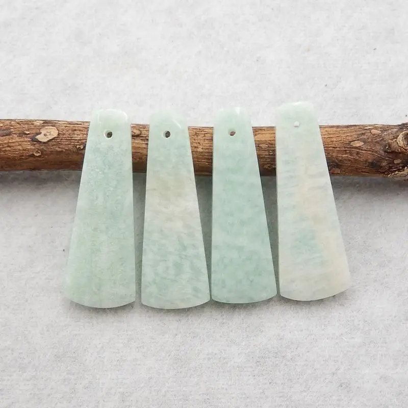 

4Pcs Natural Stone Amazonite Gemstone Pendant Beads 29x11x4mm 8g Semiprecious Fashion Jewelry Necklace Accessories