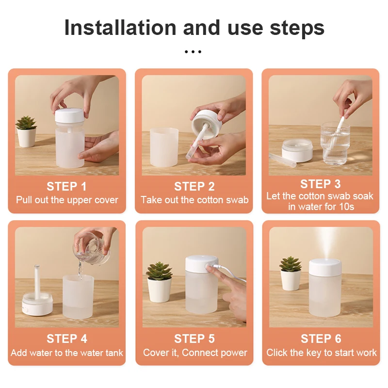 

Air Humidifier Portable USB Aromatherapy Diffuser Cool Mist Maker Air Humidifier Purifier With Light Home Car Humificador