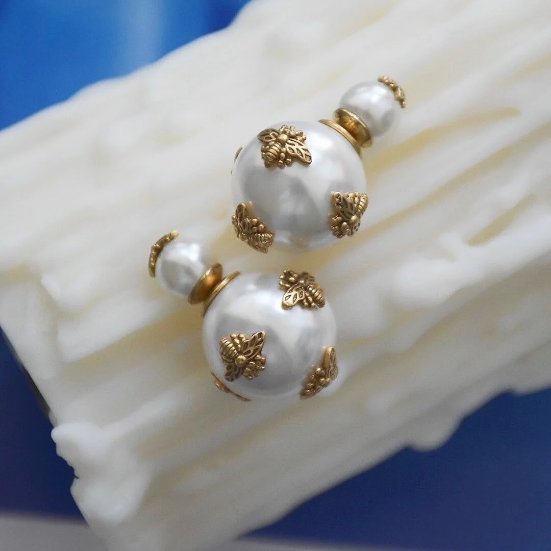 

Серьги с пчелиным жемчугом размер жемчуг латунь Позолоченная серебряная игла европейский и американский стиль