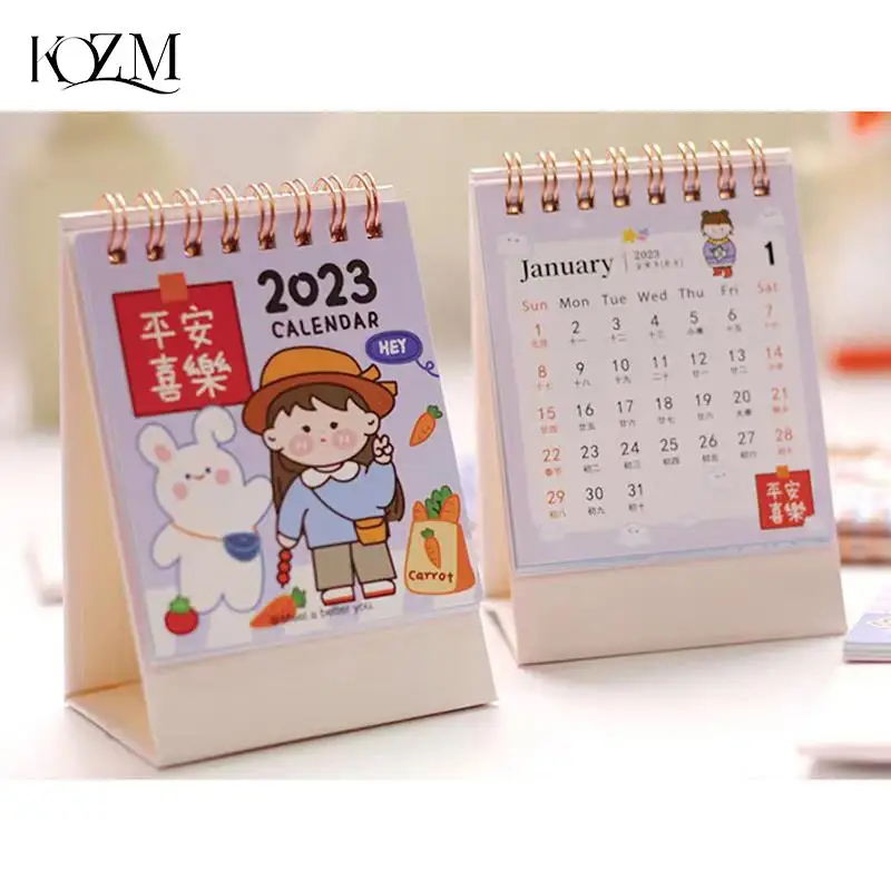 

2023 Hand Drawing Solid Color Series Mini Desk Calendar DIY Portable Desktop Calendars To Do List Daily Schedule Planner Office