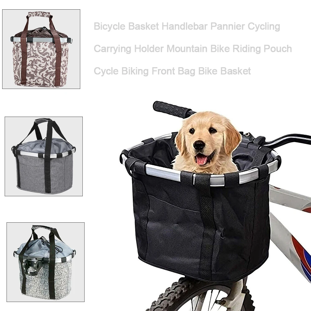 

Foldable Bicycle Front Basket Detachable Mountain Bike Bag Portable Small Pet Carrying Pouch MTB Cycling Pannier Bag 5KG Load