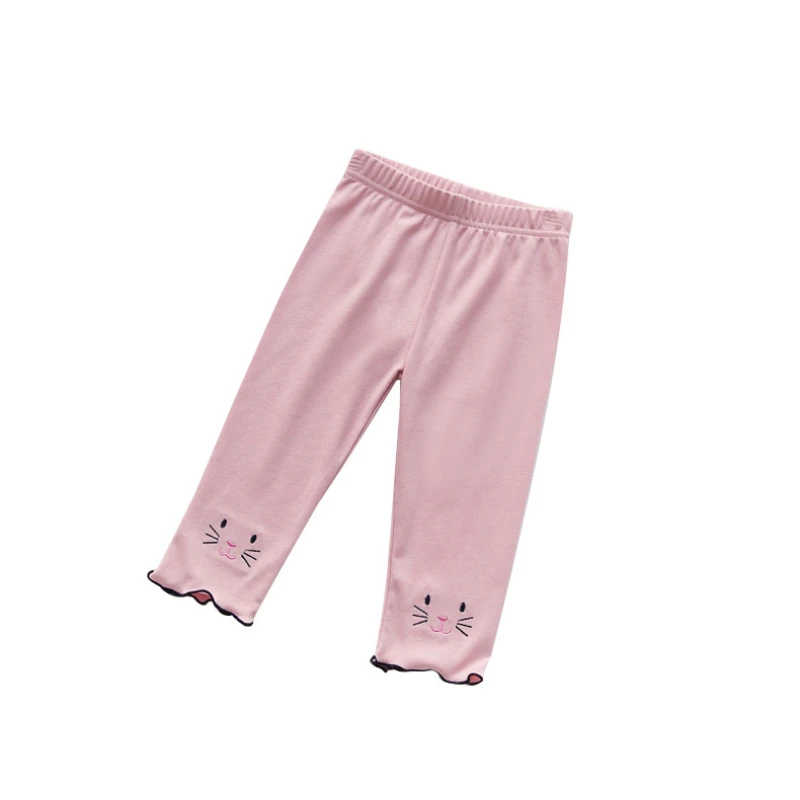 

Girls' Leggings Spring and Autumn Slim Children's Pants Cartoon Cat Print Pants Plus Velvet Thickening Baby Girl Leggings