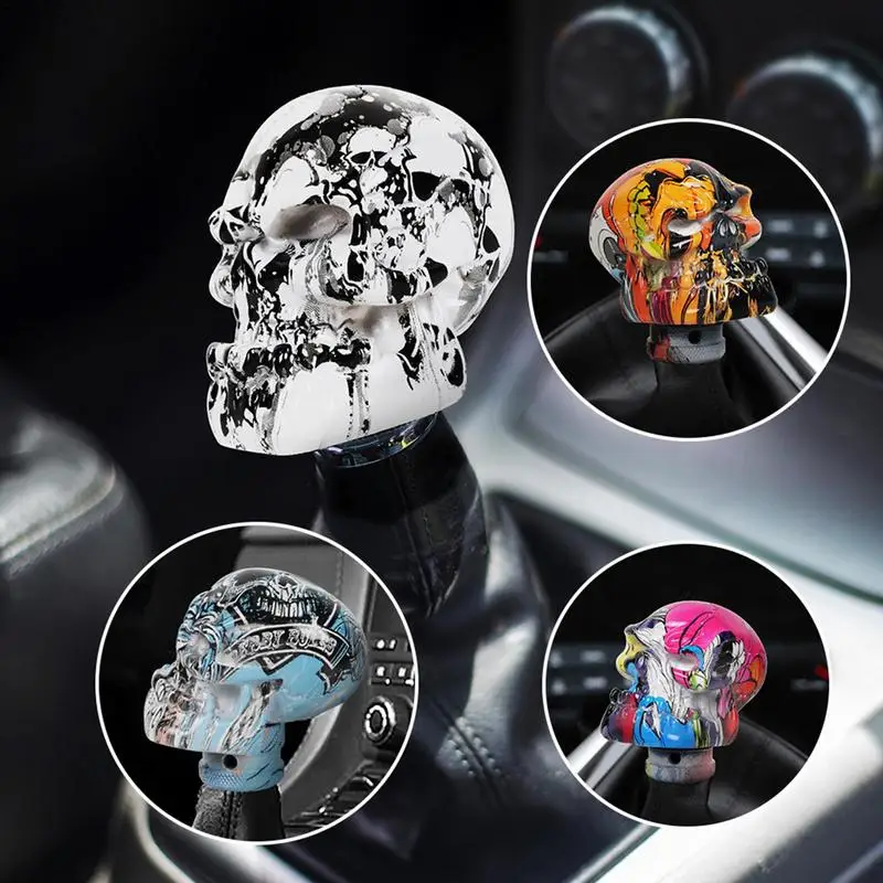 

Car Gear Shift Knob Cover Durable Resin Skull Shape Car Gear Changer Head Protector Stylish Non Slip Auto Interior Accessories