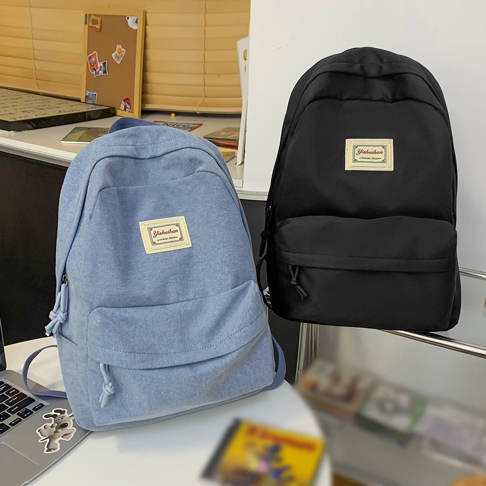 

Women Backpack Oxford College Students Bag Large Capacity Simple Solid Color Casual Schoolbag for Teenager Girls Travel Knapsack