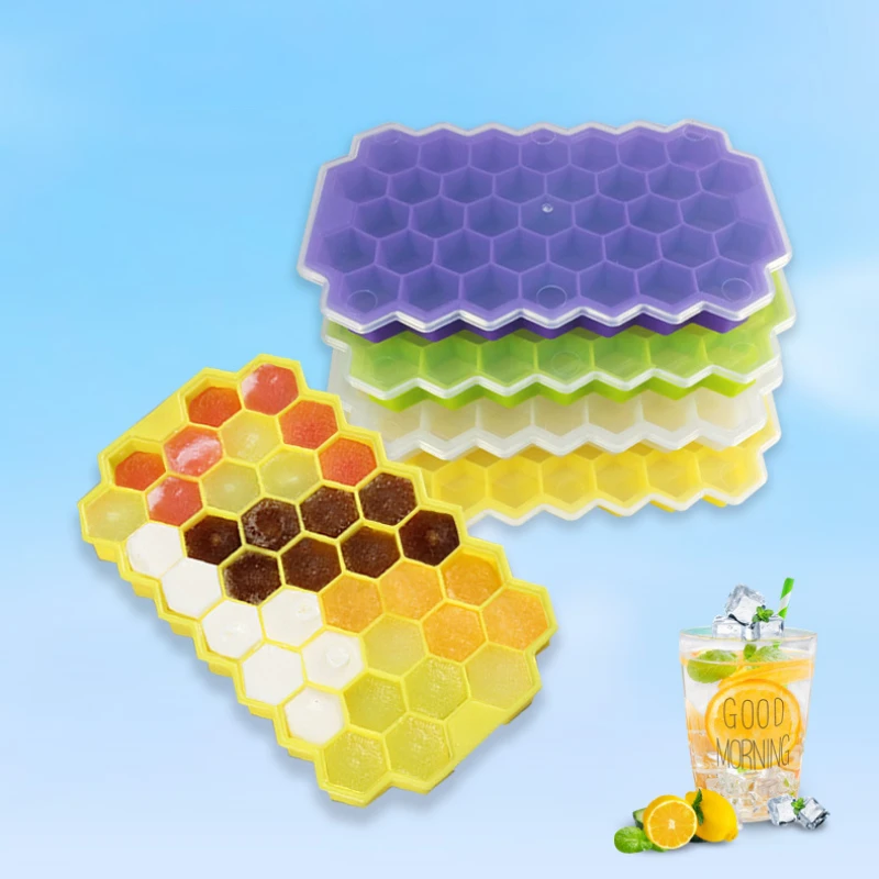 

Creative Honeycomb Ice Cube Maker Reusable Trays Silicone Ice Cube Mold BPA Free Ice Mould with Removable Lids Dondurma Kasigi