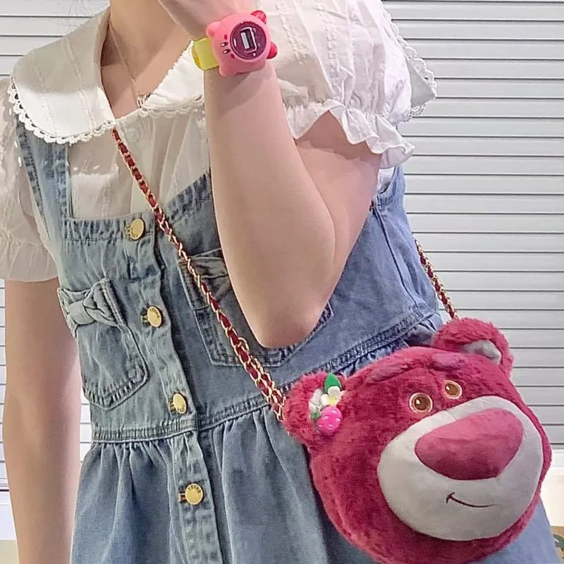 

Kawaii Lotso Plush Crossbody Bag Anime Stitch Pooh Bear Handbag Cartoon Stuffed Doll Cute Chain Bag Coin Purse Toy Gift