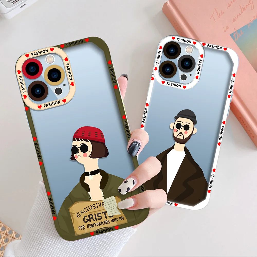 

Cute Killer Leon Uncle Girl Couple Phone Case for iPhone 13 12 Mini 11 Pro Max XS X XR 7 8 Plus Transparent Soft Covers Fundas
