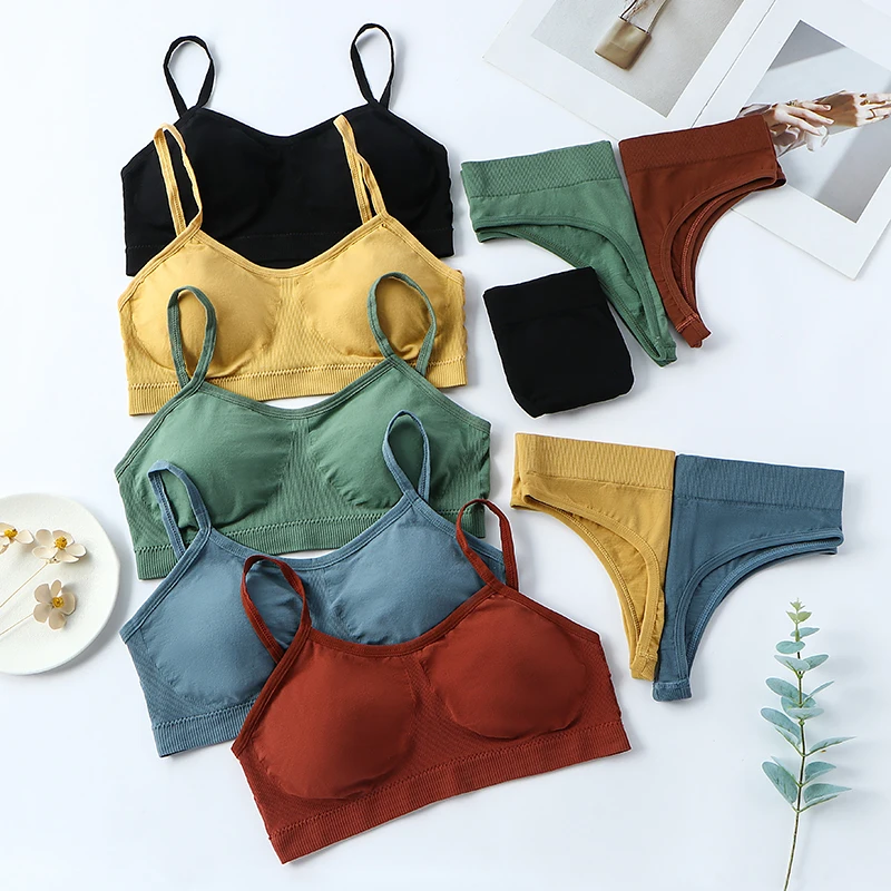 

Women 2Pcs Bra G-String Plus Size Sexy Underwear Set Seamless Push Up Bra Panties Suit One-Piece Padded Bra&briefs Set